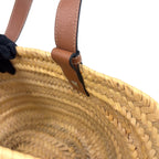 Pre-Owned anagram Bucket Handbag tote bag Brown beige Leather Raffia Silver LOEWE