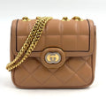 Pre-Owned Deco mini quilting chain Shoulder bag beige Leather Gold 741457 GUCCI