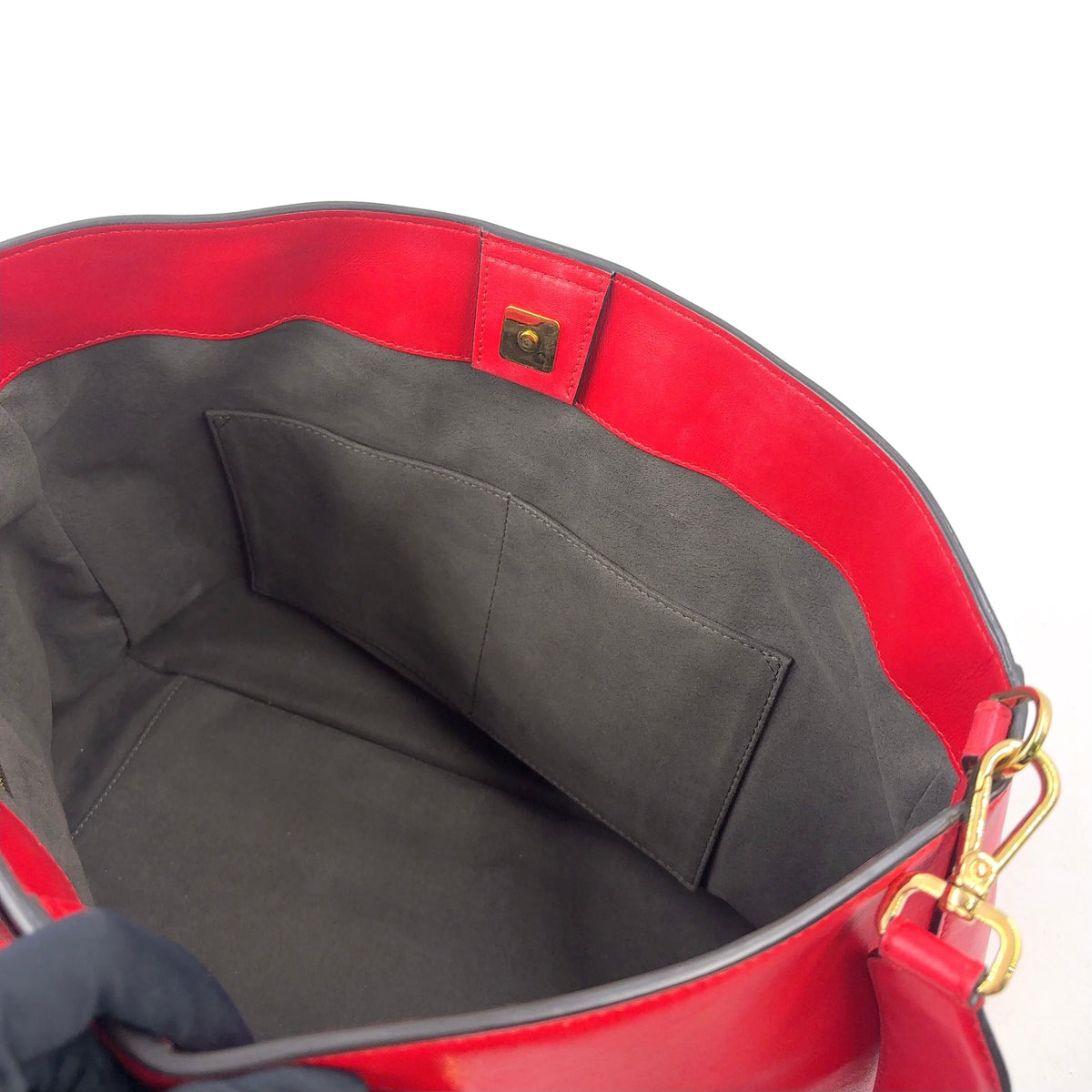 Pre-Owned FF Tote Shoulder bag Handbag Red Leather Gold FENDI