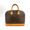 Pre-Owned Alma PM monogram Handbag Brown Leather PVC Gold M51130 LOUIS VUITTON