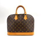 Pre-Owned Alma PM monogram Handbag Brown Leather PVC Gold M51130 LOUIS VUITTON