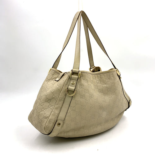 Pre-Owned Abby Handbag ivory Leather Gold 130736 GUCCI