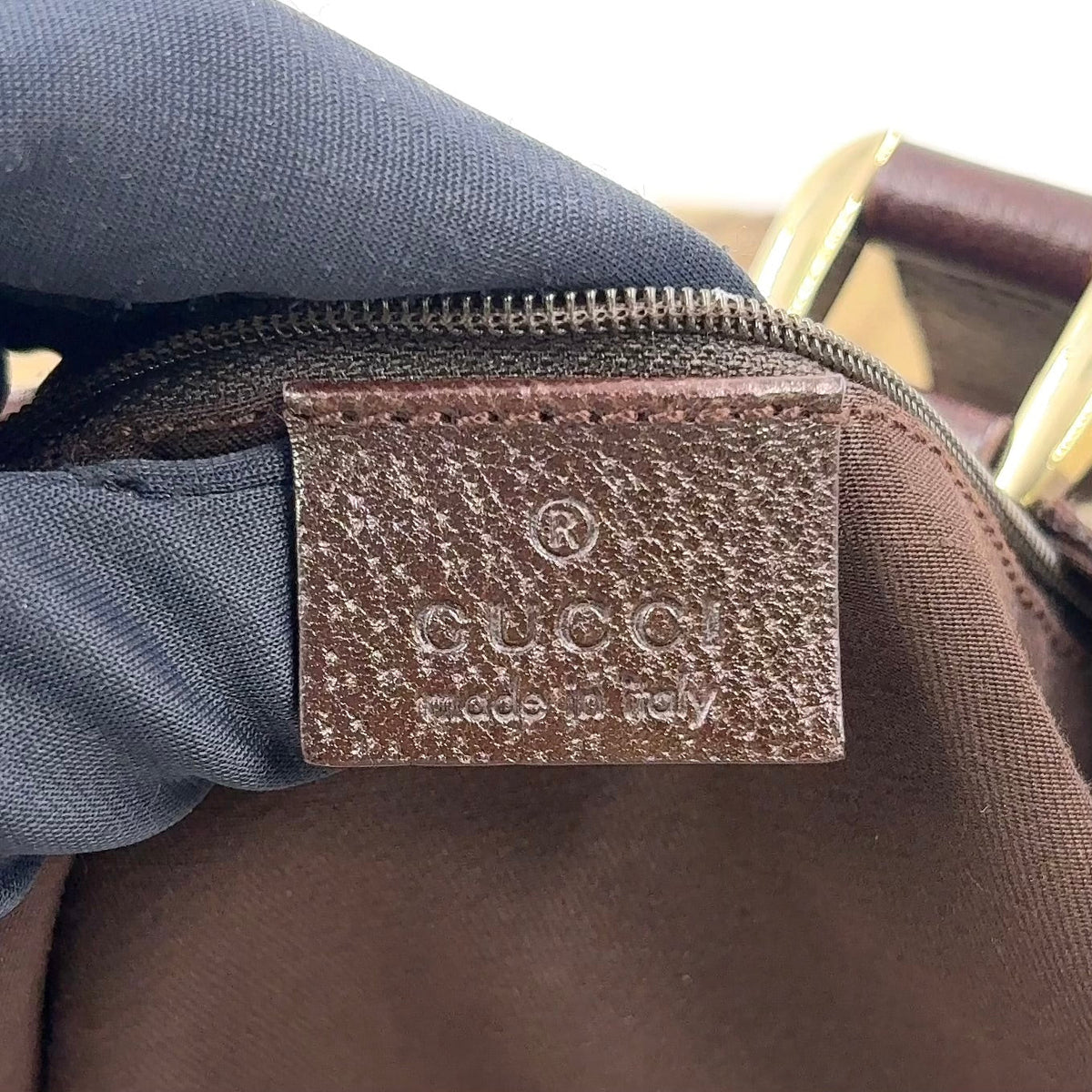 Pre-Owned Abby tote bag Dark brown beige Leather Canvas Gold 141472 GUCCI