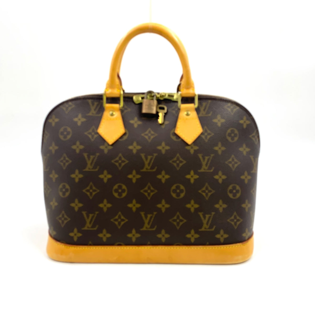 Pre-Owned Alma PM monogram Handbag Brown light brown Leather PVC Gold M51130 LOUIS VUITTON