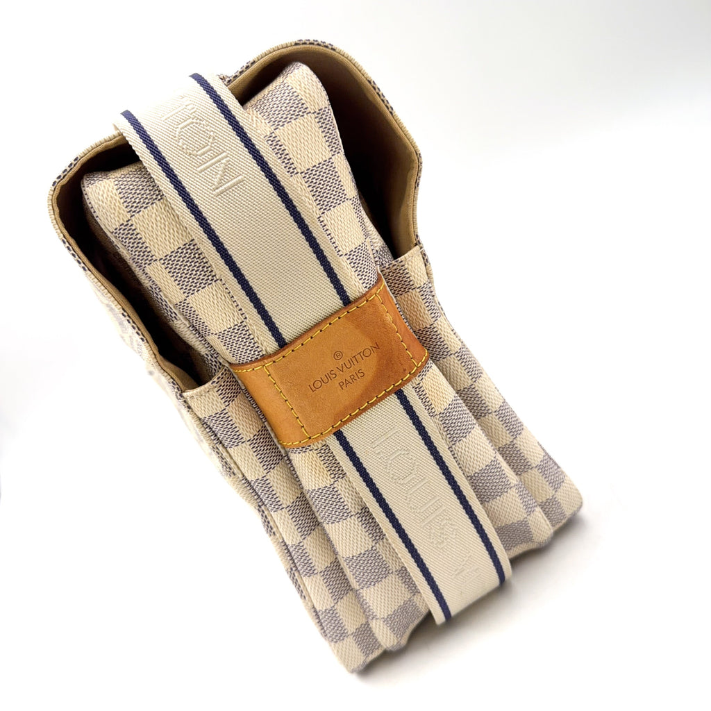 Pre-Owned Naviglio Damier Azur Shoulder bag beige white Leather PVC Gold N51189 LOUIS VUITTON