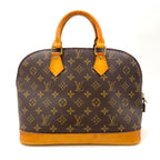 Pre-Owned Alma PM monogram Handbag Brown light brown Leather PVC Gold M51130 LOUIS VUITTON