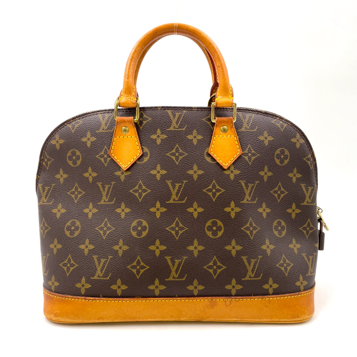 Pre-Owned Alma PM monogram Handbag Brown light brown Leather PVC Gold M51130 LOUIS VUITTON