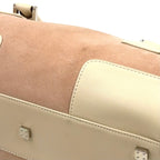 Pre-Owned Amazona Embroidered Handbag white Light pink Leather Suede Silver LOEWE