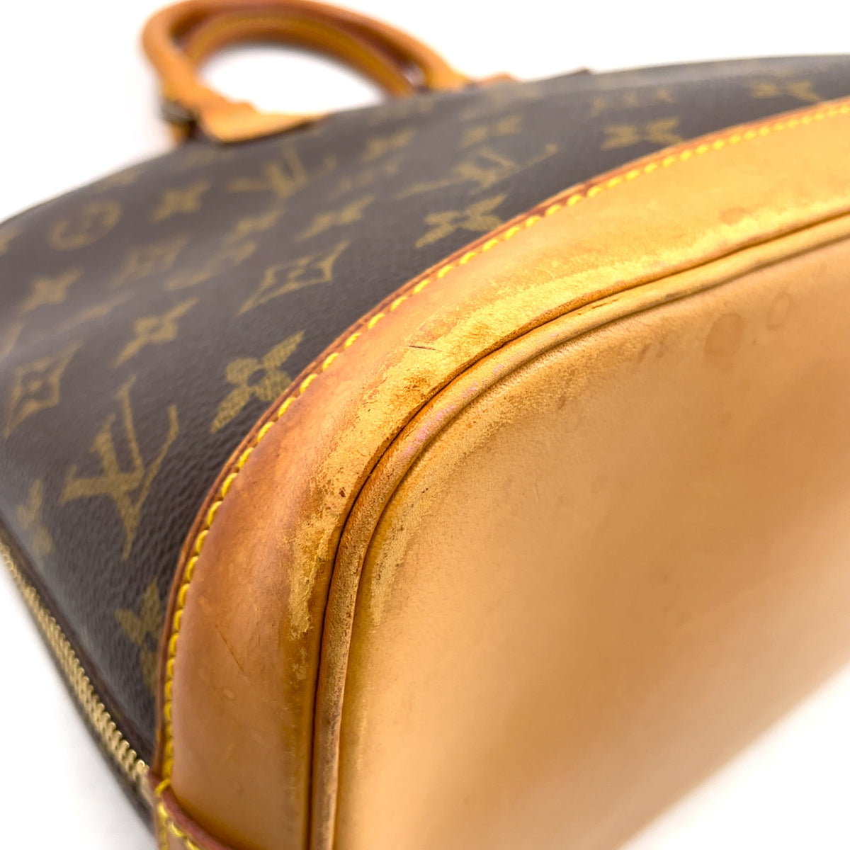 Pre-Owned Alma PM monogram Handbag Brown light brown Leather PVC Gold M51130 LOUIS VUITTON