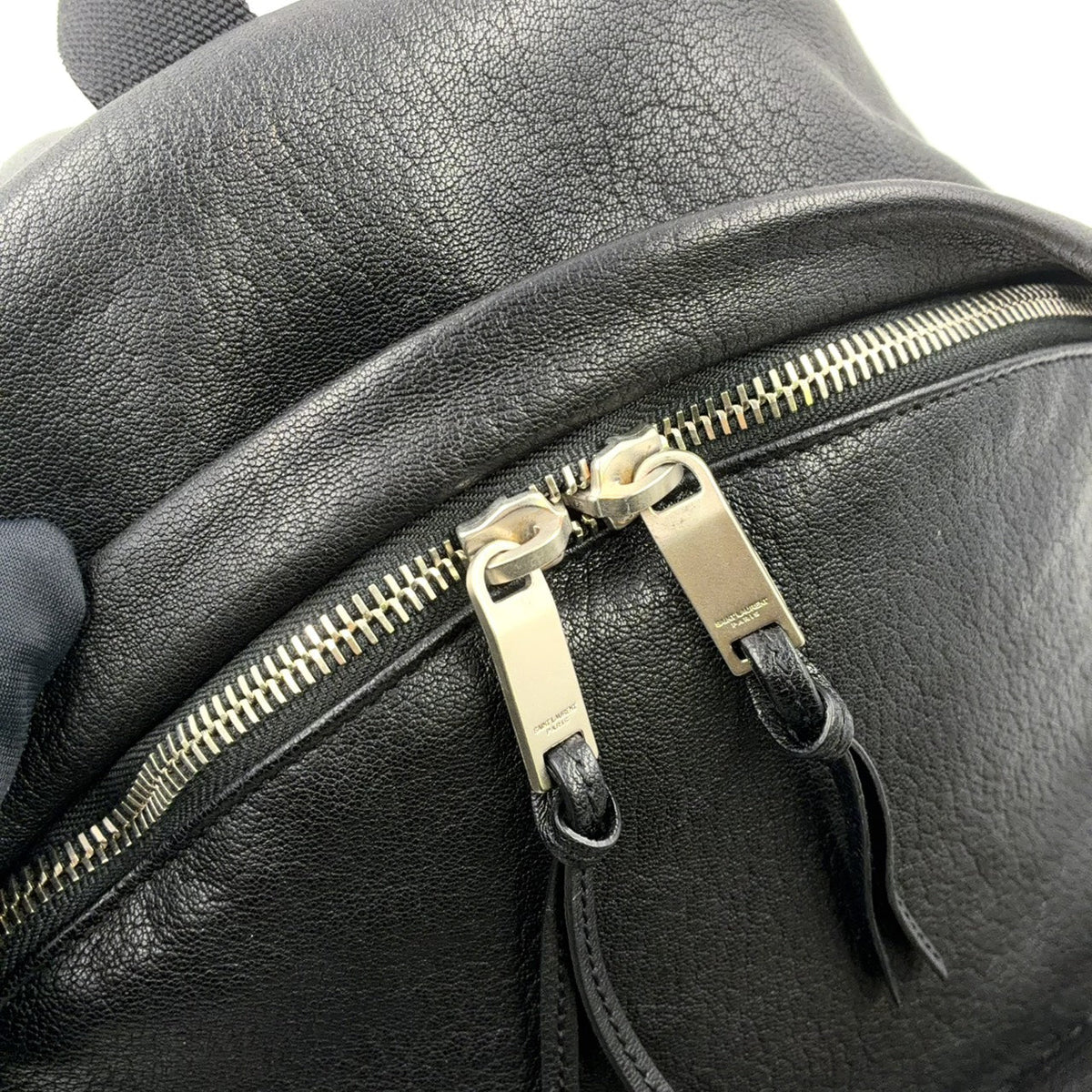 Pre-Owned city Leather Backpack black Leather Silver SAINT LAURENT PARIS