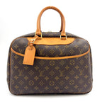 Pre-Owned Deauville Bowling Vanity monogram Handbag Brown light brown Leather PVC Gold M47270 LOUIS VUITTON