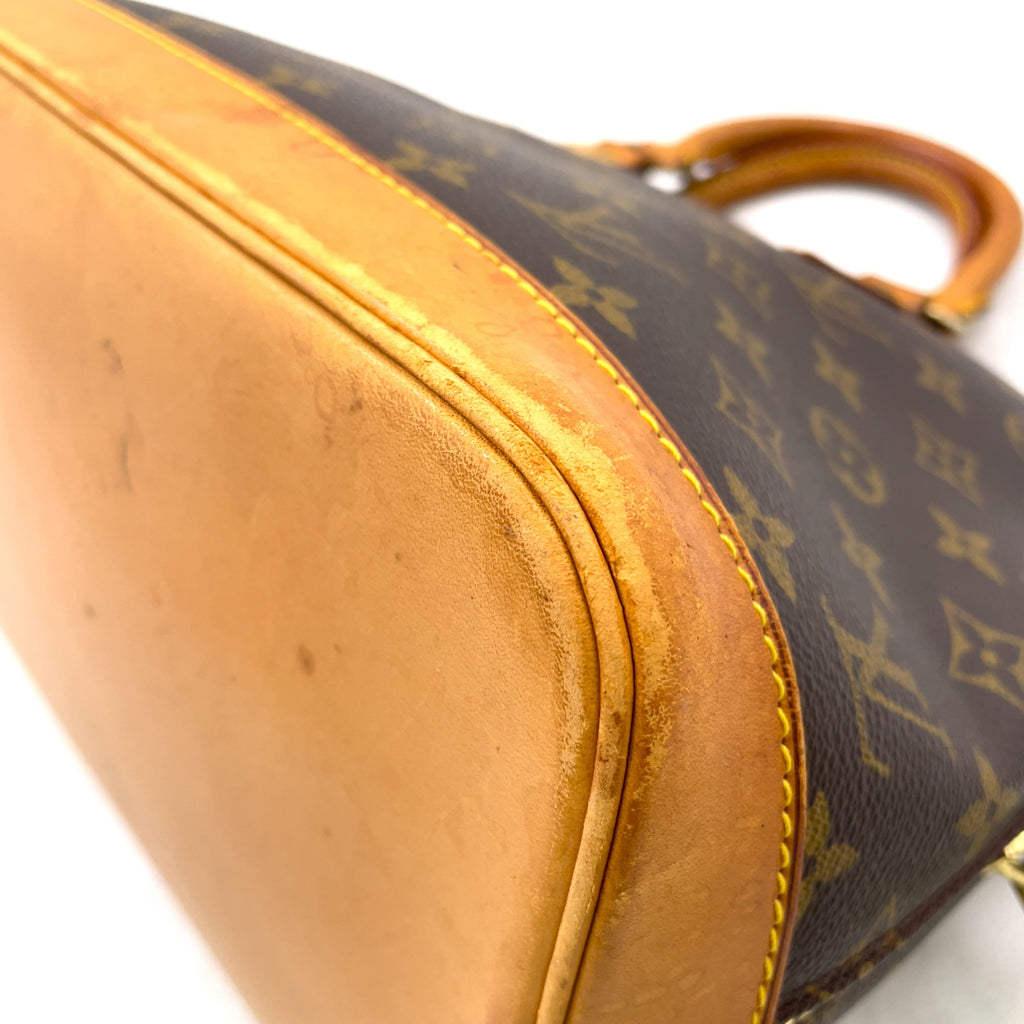 Pre-Owned Alma PM monogram Handbag Brown light brown Leather PVC Gold M51130 LOUIS VUITTON
