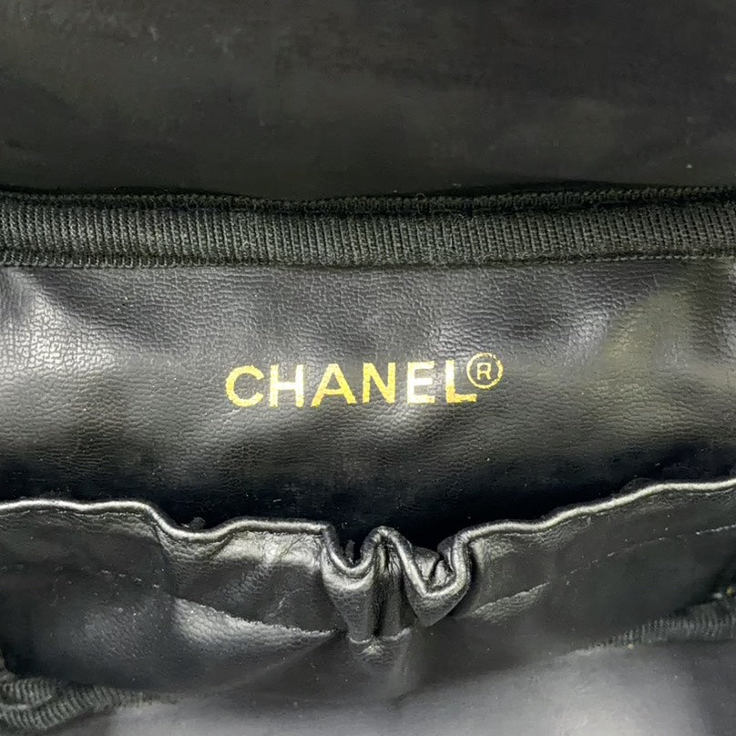 Pre-Owned Bicolore vanity bag Unknown serial number Handbag black Leather Gold A01618 CHANEL