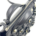 Pre-Owned by the way Flowerland 2WAY Handbag black Calfskin Silver FENDI