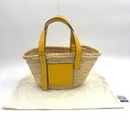 Pre-Owned basket bag Small Handbag yellow beige Raffia Calfskin Silver LOEWE