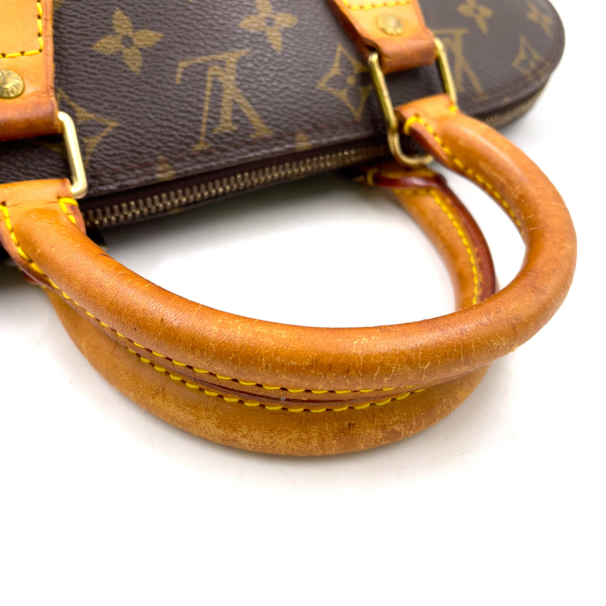 Pre-Owned Alma PM monogram Handbag Brown light brown Leather PVC Gold M51130 LOUIS VUITTON