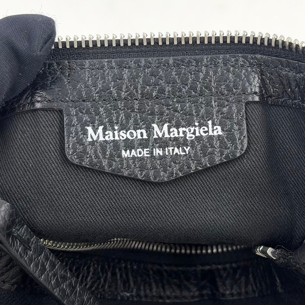 Pre-Owned 5AC Classic mini 2-Way Handbag black Calfskin Silver Maison Margiela