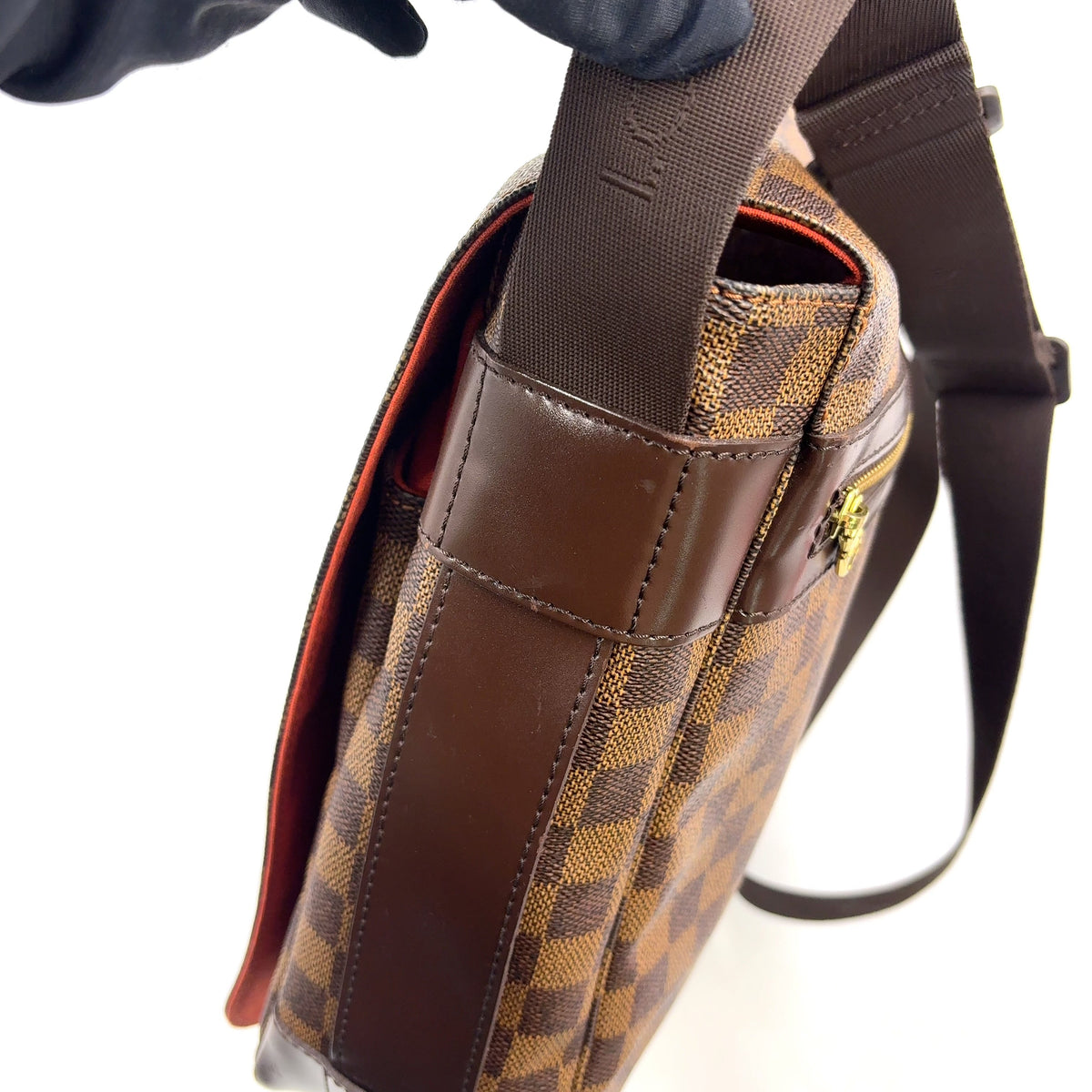 Pre-Owned Bastille Damier  ebene Shoulder bag Brown Leather PVC Gold N45258 LOUIS VUITTON