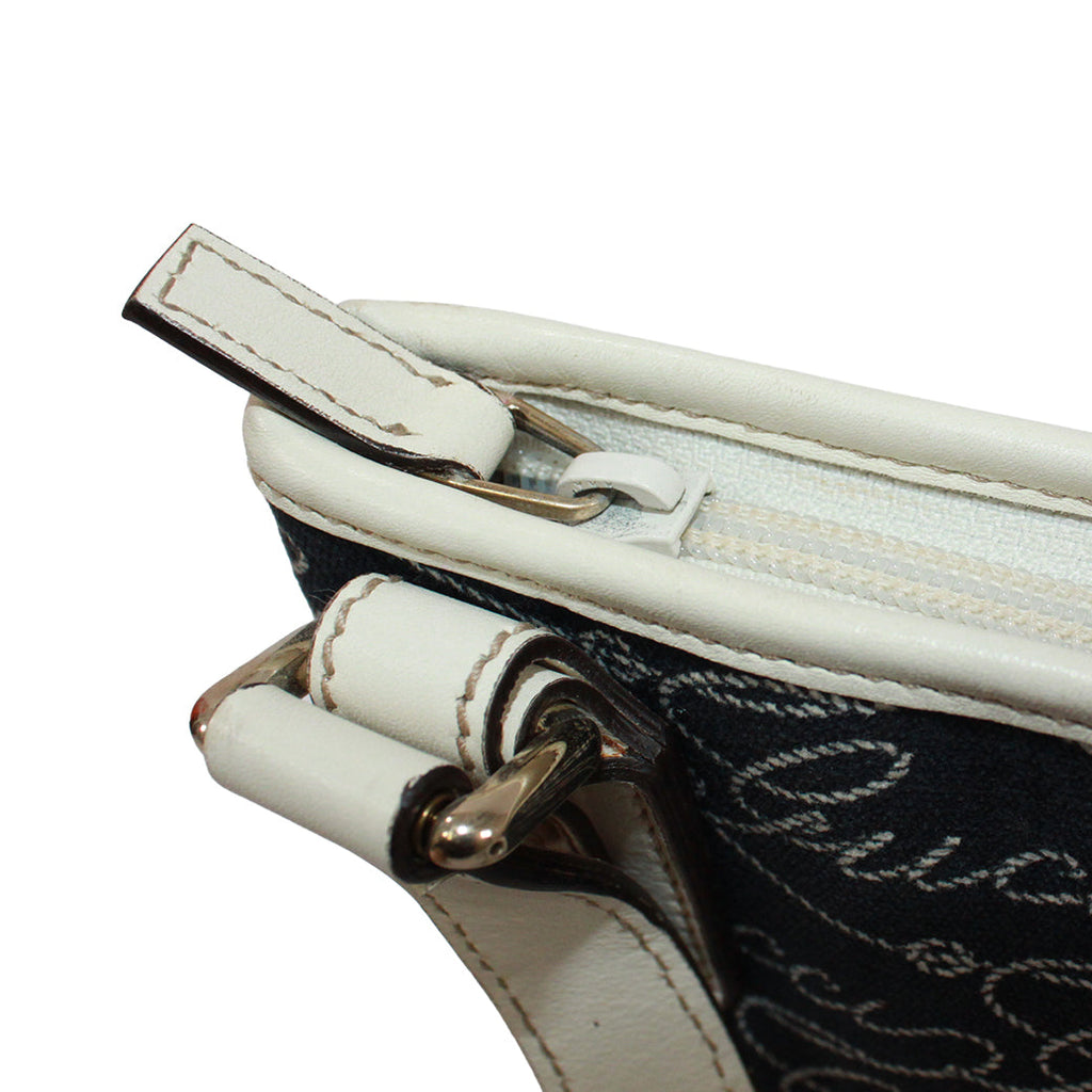 Pre-Owned flat Shoulder bag Navy white Leather Canvas Gold GUCCI