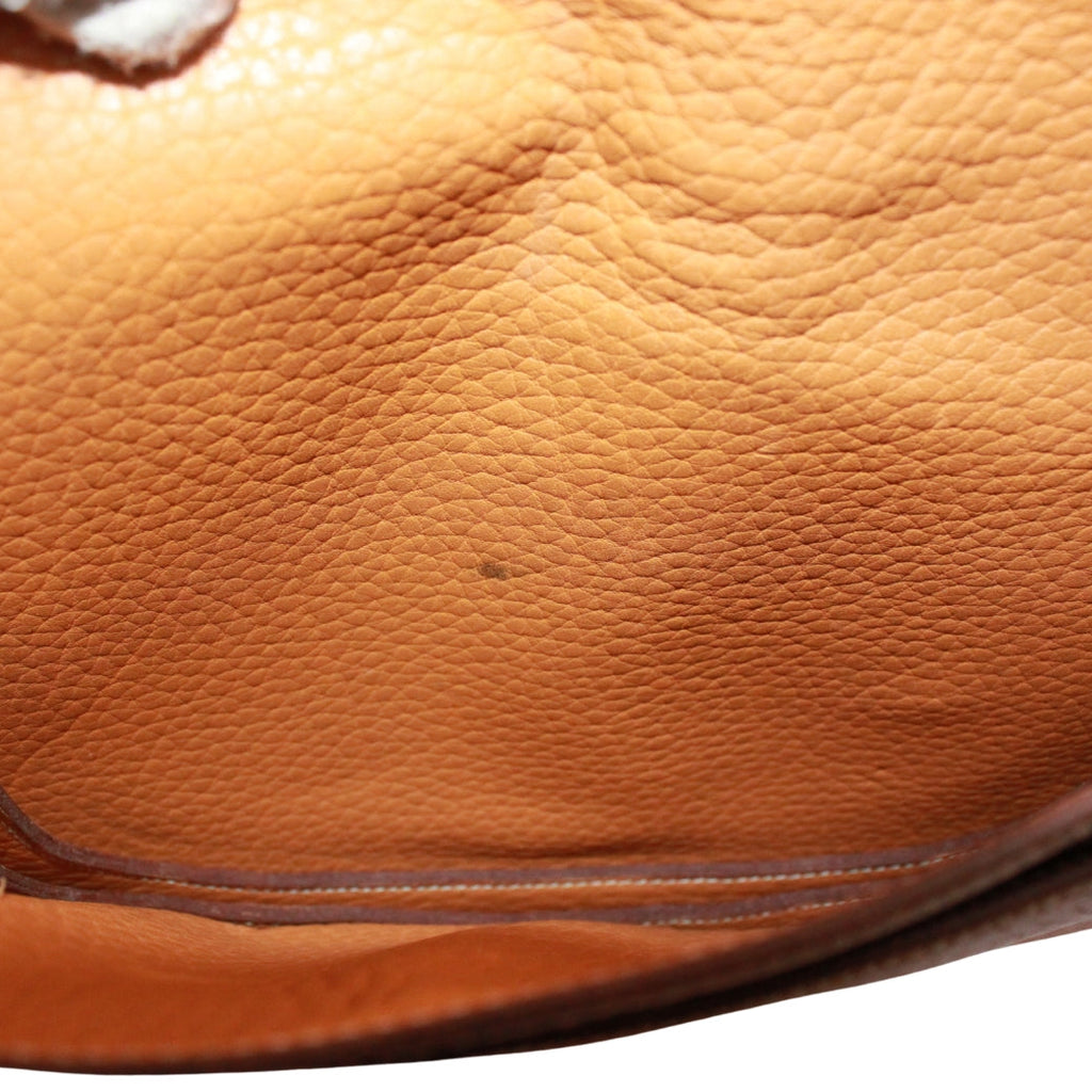 Pre-Owned Gallopard Shoulder bag Brown fjord leather Gold HERMES