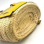 Pre-Owned basket bag Small Handbag yellow beige Raffia Calfskin Silver LOEWE