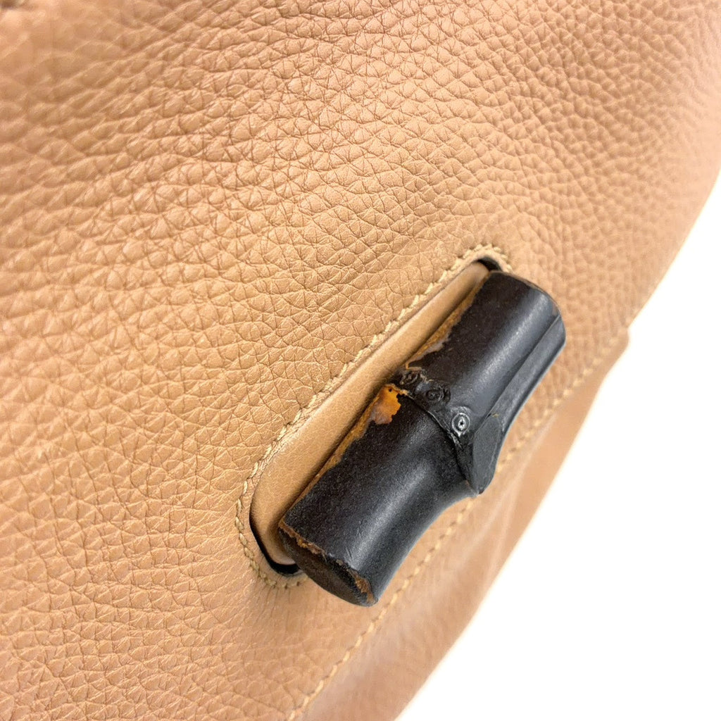 Pre-Owned Bamboo Daily Shoulder bag Handbag beige Leather Silver 370830 GUCCI