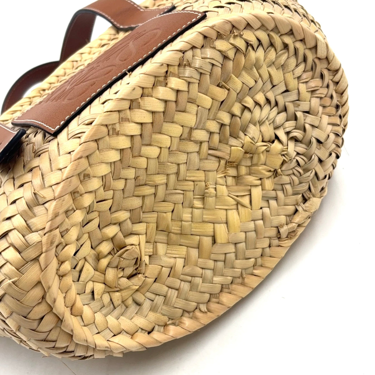 Pre-Owned basket bag Small Handbag Brown light beige Leather Raffia Silver LOEWE