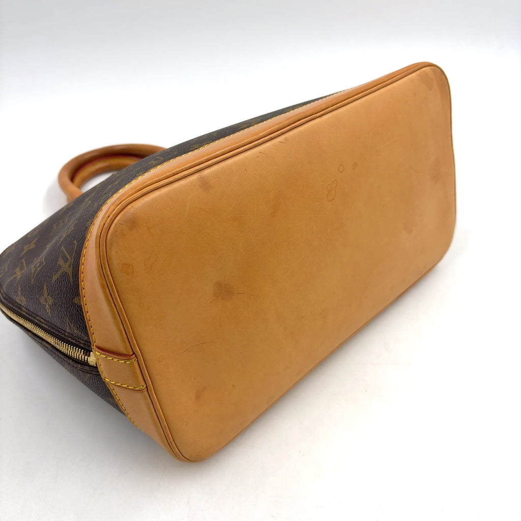 Pre-Owned Alma PM monogram Handbag Brown Leather PVC Gold M51130 LOUIS VUITTON