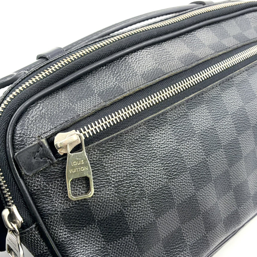 Pre-Owned Ambler Damier Graphite body bag black Leather Canvas PVC Silver N41289 LOUIS VUITTON