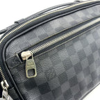 Pre-Owned Ambler Damier Graphite body bag black Leather Canvas PVC Silver N41289 LOUIS VUITTON