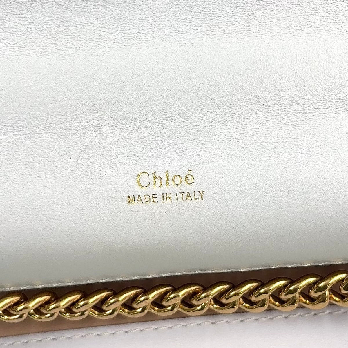 Pre-Owned Abby mini chain Shoulder bag Light gray Calfskin Gold Chloe