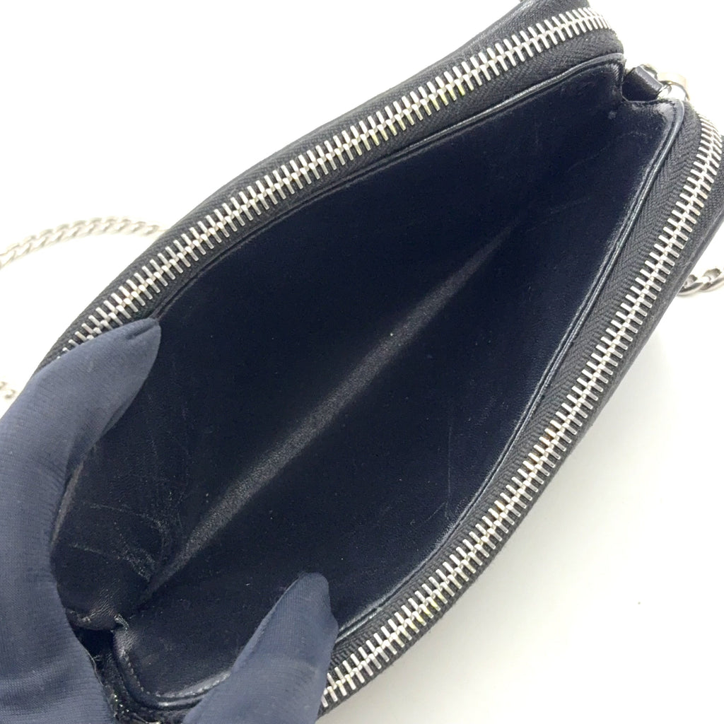 Pre-Owned diagram NAPPA IMPUNTURE chain shoulder bag black Leather Silver 1DH010 PRADA