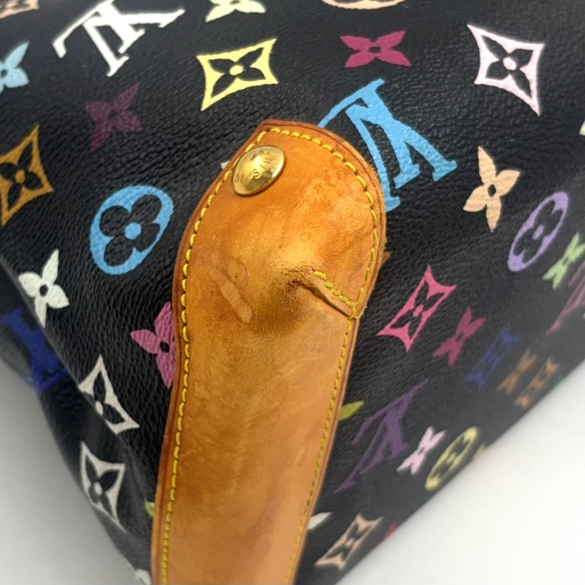 Pre-Owned Audra monogram multicolor Noir Handbag Brown black Leather PVC Gold M40048 LOUIS VUITTON