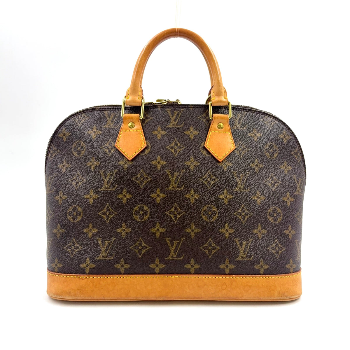 Pre-Owned Alma PM monogram Handbag Brown light brown Leather PVC Gold M51130 LOUIS VUITTON