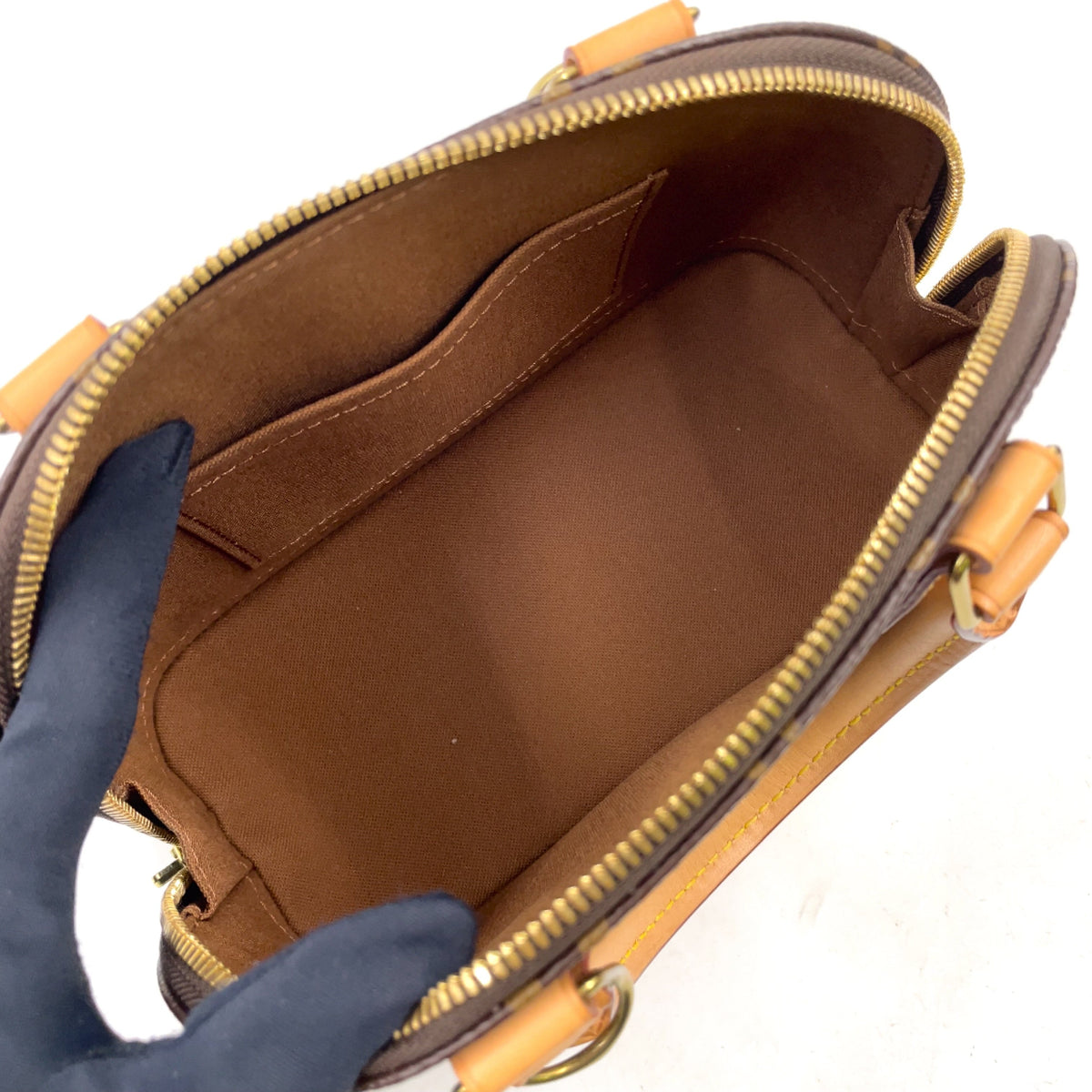 Pre-Owned Alma BB monogram RFID-enabled Handbag Brown light brown Leather PVC Gold M53152  LOUIS VUITTON