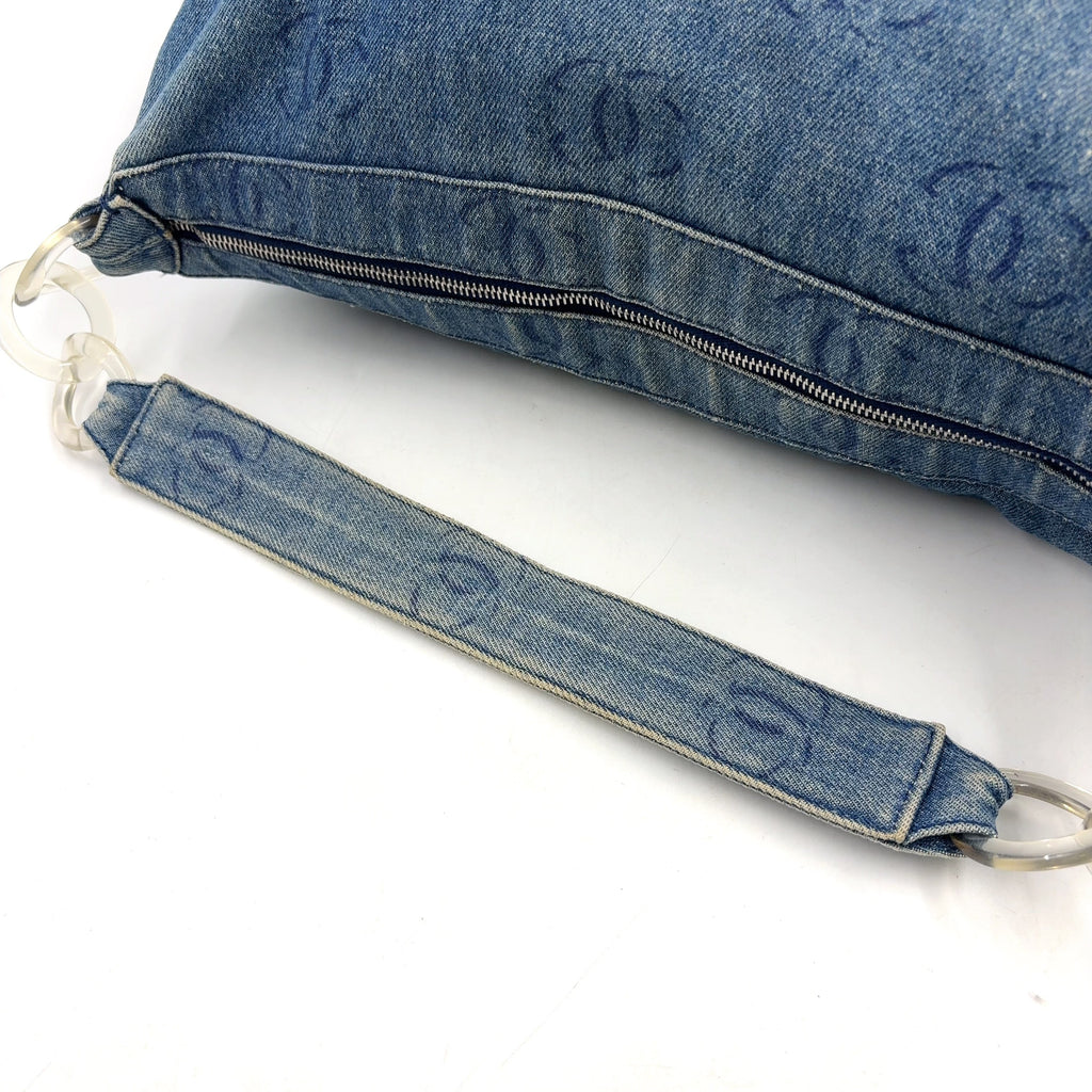 Pre-Owned coco mark Serial number starting with 7 one shoulder bag blue Denim Plastic Silver CHANEL
