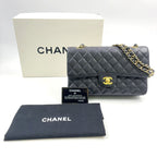 Pre-Owned Matelassé 25 Double-flap chain shoulder bag Serial number starting with 11 W chain shoulder bag black Grained Calfskin Gold A01112 CHANEL