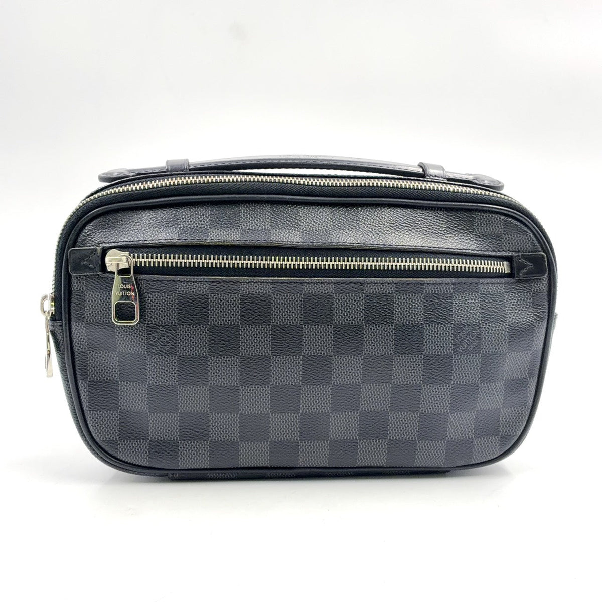 Pre-Owned Ambler Damier Graphite body bag black Leather Canvas PVC Silver N41289 LOUIS VUITTON