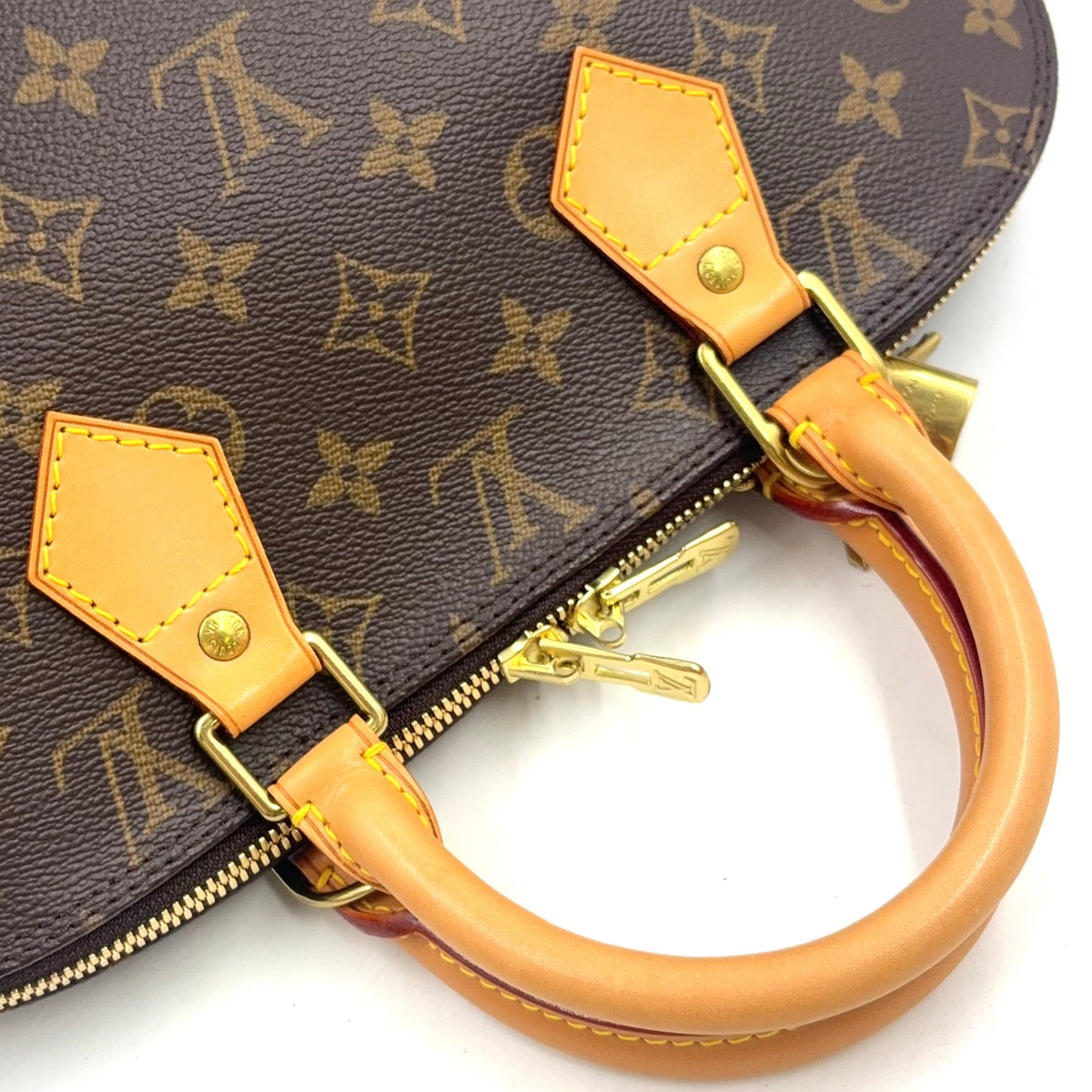 Pre-Owned Alma PM monogram Handbag Brown light brown Leather PVC Gold M51130  LOUIS VUITTON