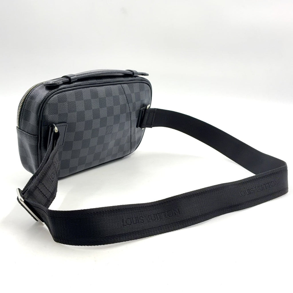 Pre-Owned Ambler Damier Graphite body bag black Leather Canvas PVC Silver N41289 LOUIS VUITTON