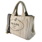 Pre-Owned CANAPA Kanapa tote bag white Denim Gold 1BG642 PRADA