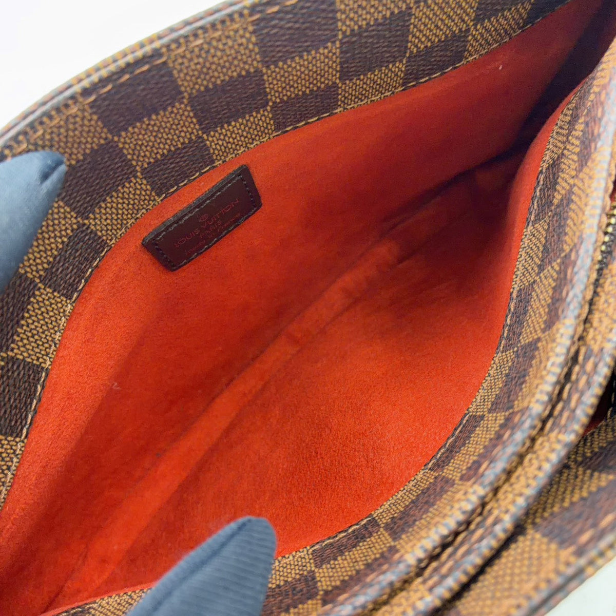 Pre-Owned Aubagne Damier  ebene Shoulder bag Brown Leather PVC Gold N51129 LOUIS VUITTON