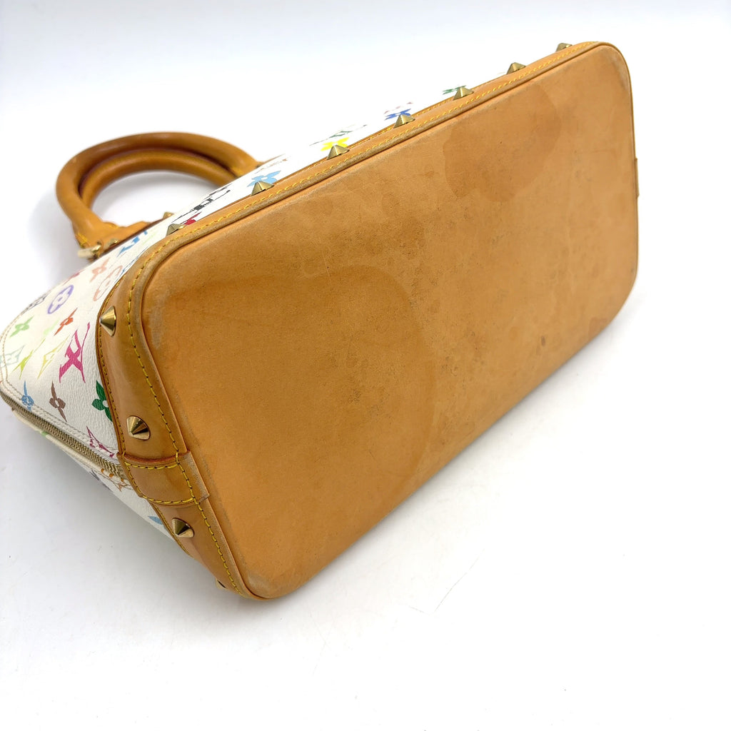 Pre-Owned Alma monogram multicolor Bron Handbag white Leather PVC Gold M92647 LOUIS VUITTON
