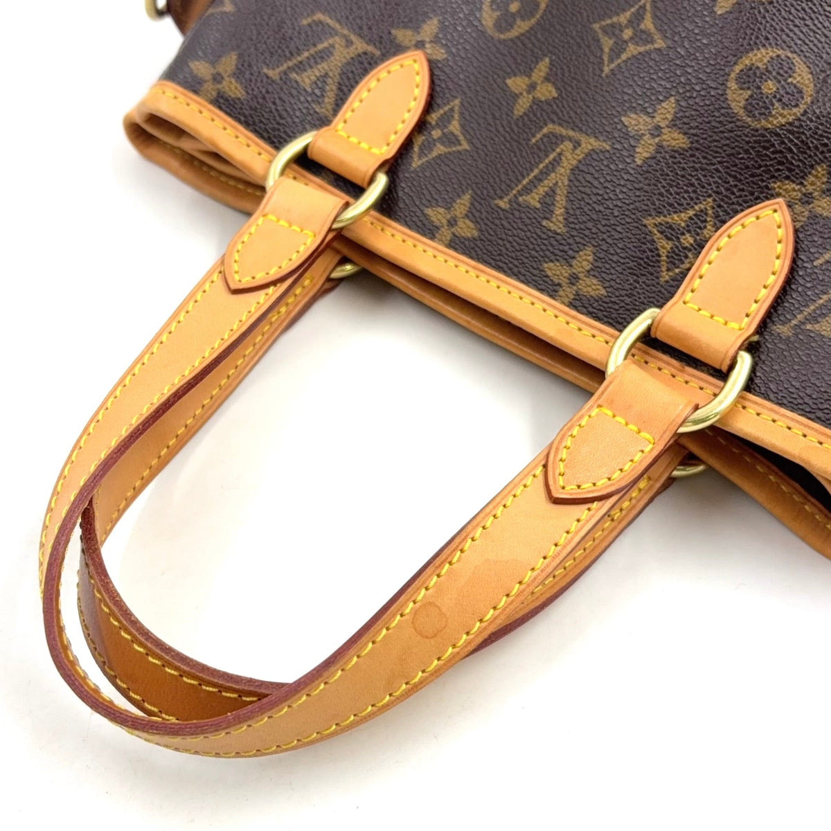 Pre-Owned Batignolles monogram Handbag Brown Leather PVC Gold M51156 LOUIS VUITTON
