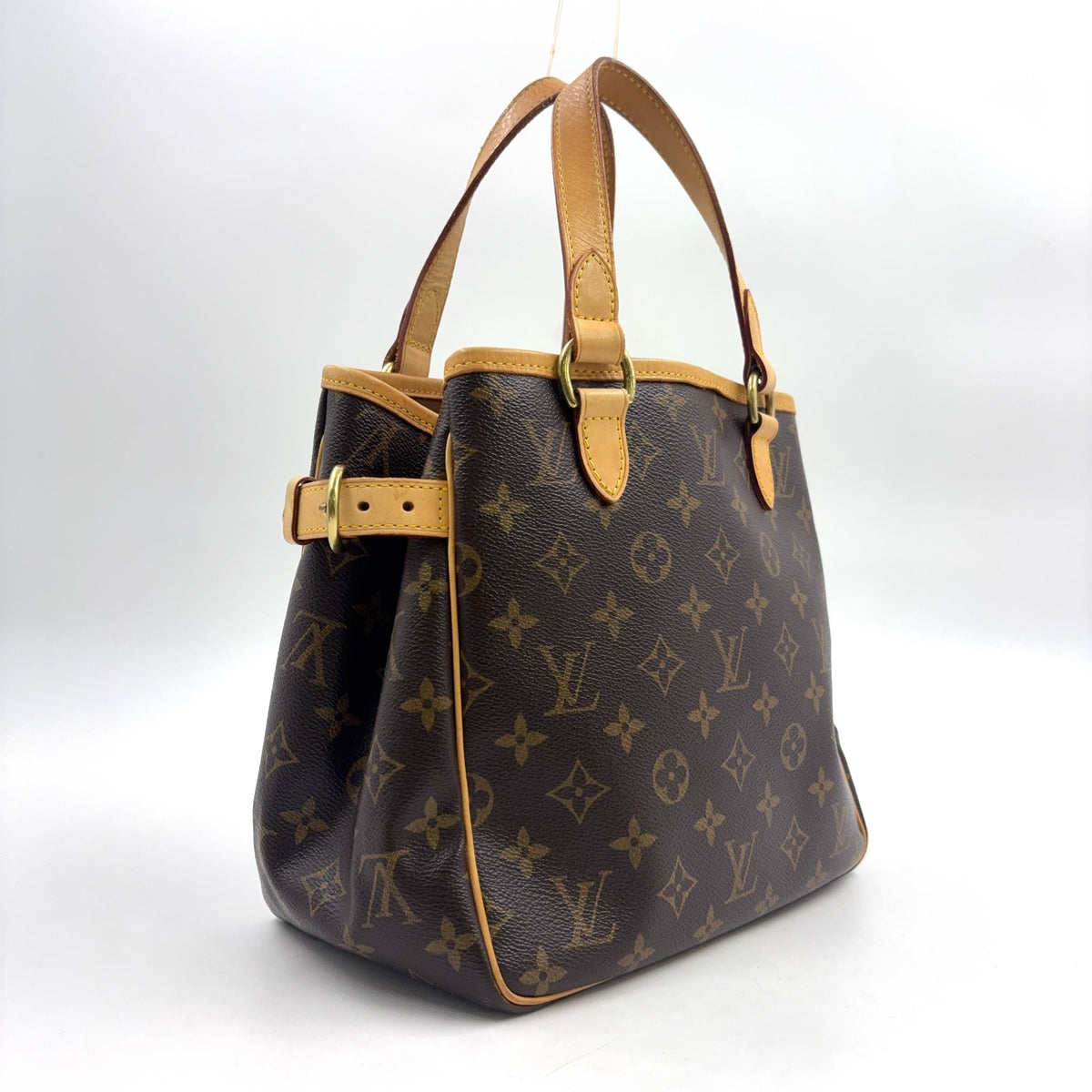 Pre-Owned Batignolles monogram Handbag Brown Leather PVC Gold M51156 LOUIS VUITTON