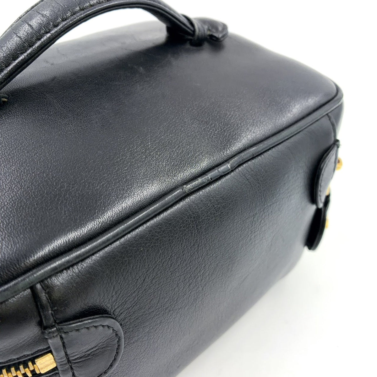 Pre-Owned Bicolore vanity bag Unknown serial number Handbag black Leather Gold A01618 CHANEL