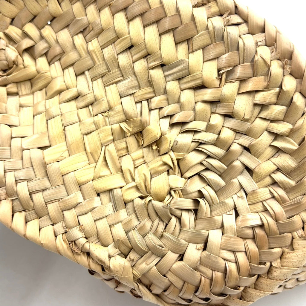 Pre-Owned basket bag Small Handbag Brown light beige Leather Raffia Silver LOEWE
