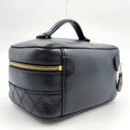 Pre-Owned Bicolore vanity bag Unknown serial number Handbag black Leather Gold A01618 CHANEL