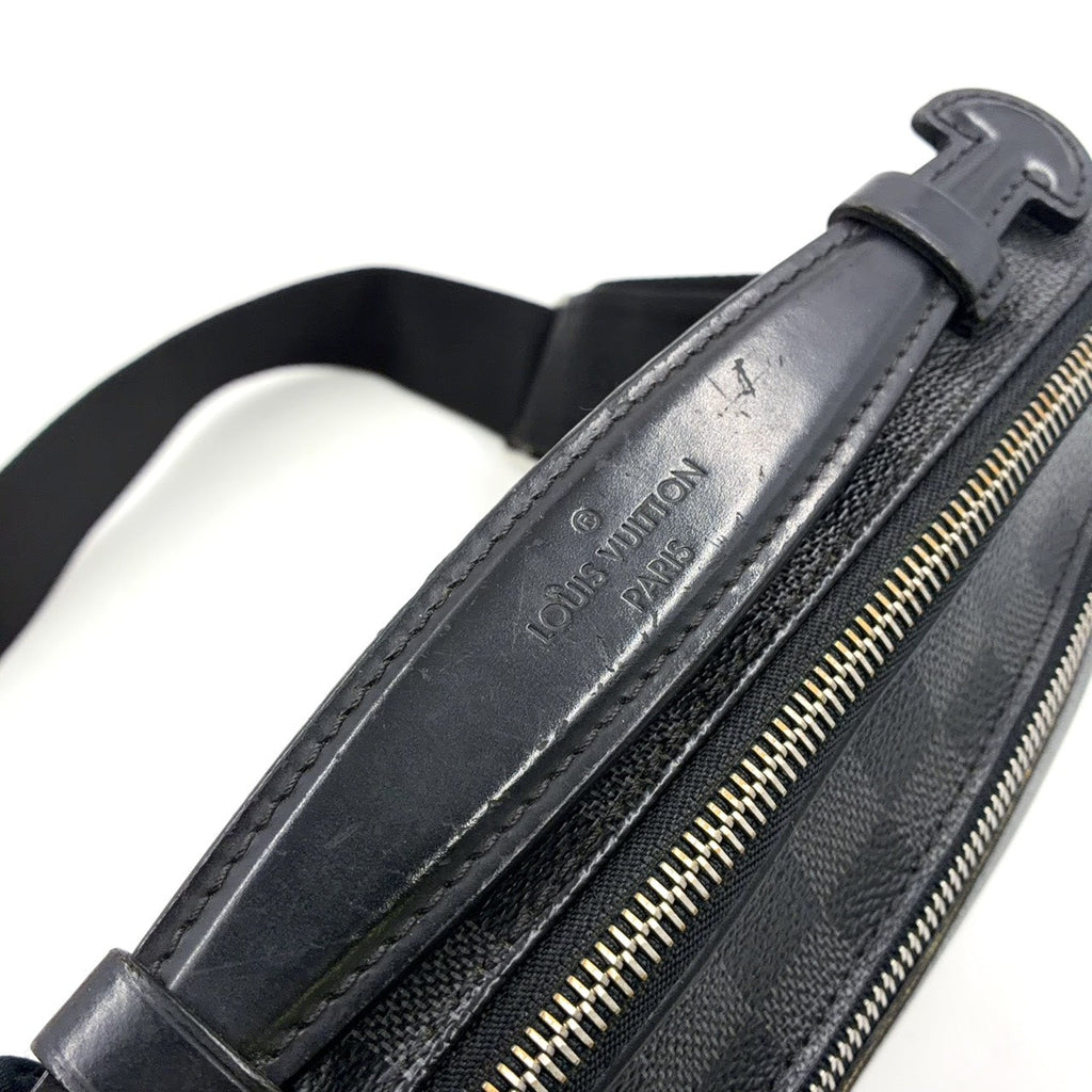 Pre-Owned Ambler Damier Graphite body bag black Leather Canvas PVC Silver N41289 LOUIS VUITTON