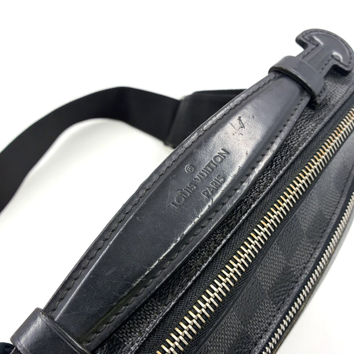 Pre-Owned Ambler Damier Graphite body bag black Leather Canvas PVC Silver N41289 LOUIS VUITTON